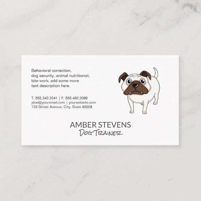 Dog Trainer | Cute Dog  Business Card (Front)