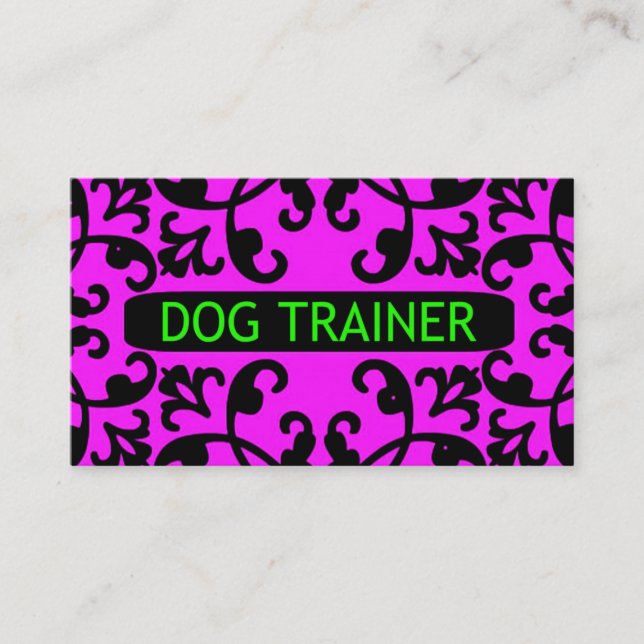 Dog Trainer Damask Business Card (Front)