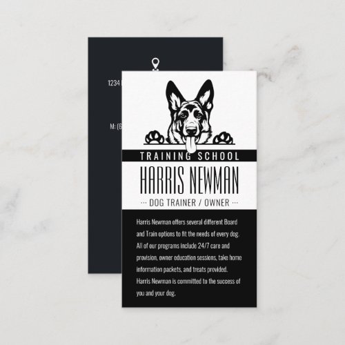 Dog Trainer  Dog Training School Black Business Card