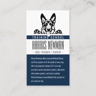 Dog Trainer Dog Training School Deep Blue Business Card
