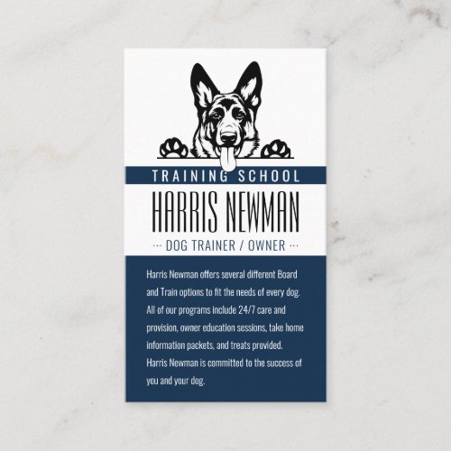 Dog Trainer  Dog Training School Deep Blue Business Card