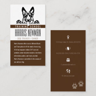 Dog Trainer   Dog Training School Deep Brown Business Card