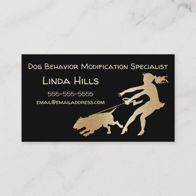 Dog Trainer Faux Gold Dog Behavior Modification Business Card (Front)