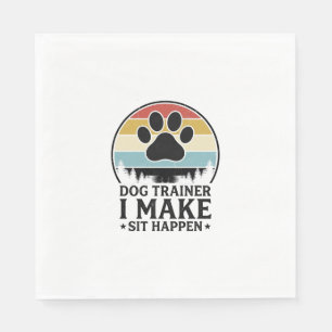 Dog Trainer I Make Sit Happen Vintage Paw Shirt_1 Napkins