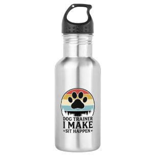 Dog Trainer I Make Sit Happen Vintage Paw Shirt_1 Stainless Steel Water Bottle