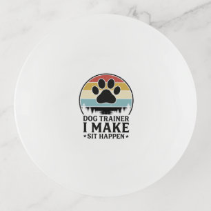 Dog Trainer I Make Sit Happen Vintage Paw Shirt_1 Trinket Tray