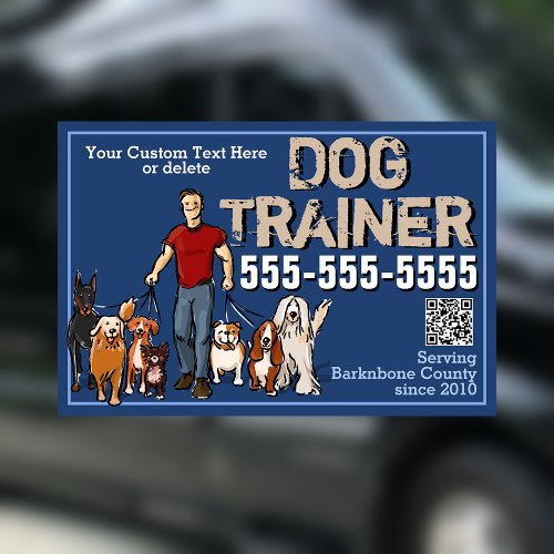 Dog Trainer Male Dog Walking Promotional Car Magnet