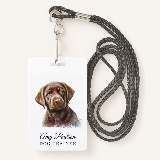 Dog Trainer Pet Services Badge (Front with Lanyard)