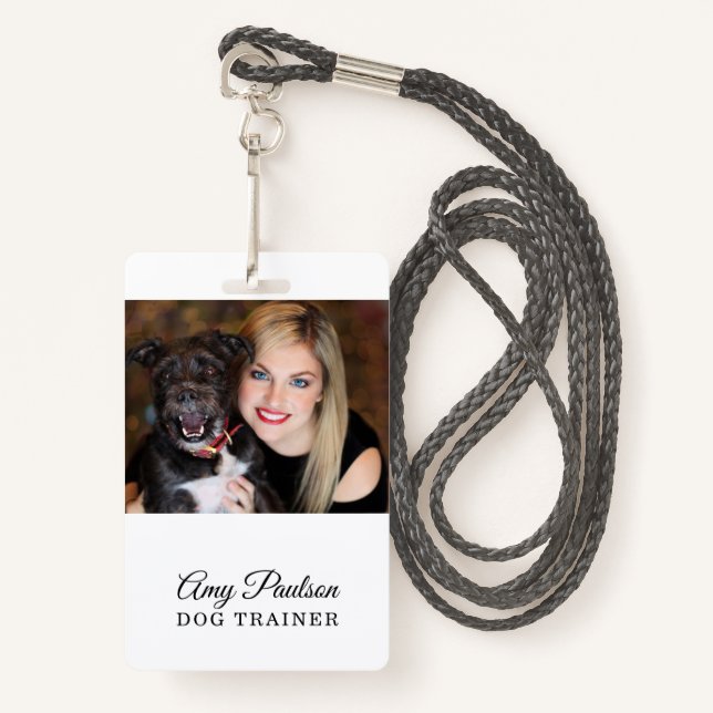 Dog Trainer Photo Pet Services Badge (Front with Lanyard)