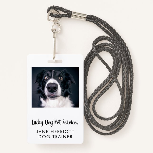 Dog Trainer Photo Pet Services  Badge (Front with Lanyard)