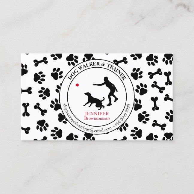 Dog Trainer Simple Paws Pet Business Card