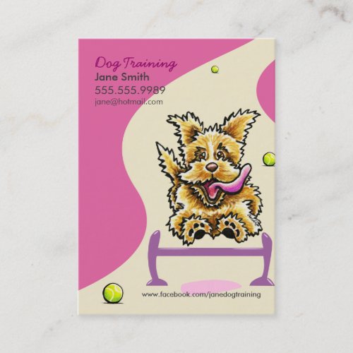 Dog Trainer Training Active Terrier Pink Business Card
