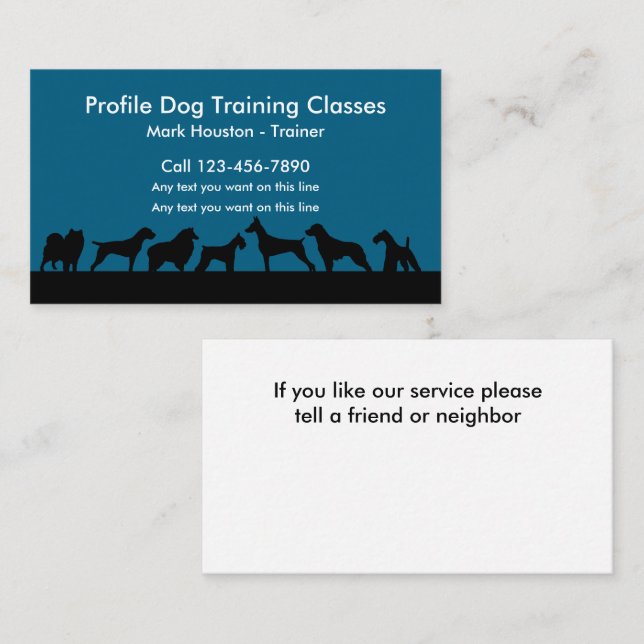 Dog Training Classes Cool Business Cards (Front/Back)