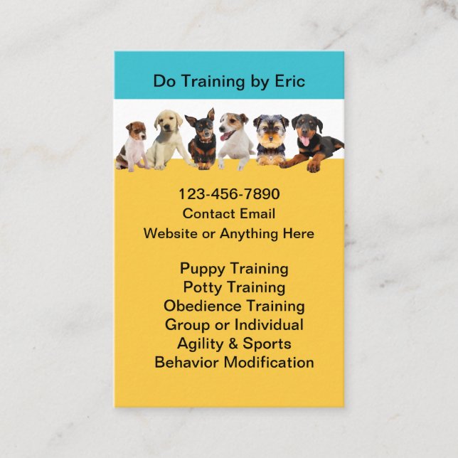 Dog Training Classes & Services Business Card (Front)