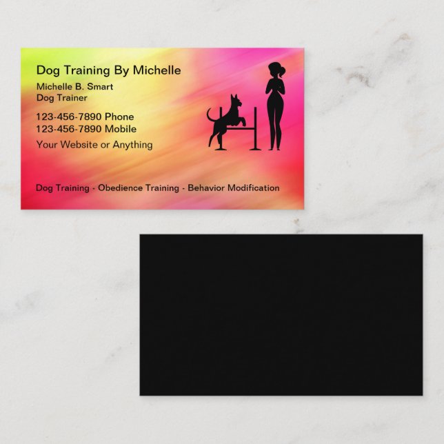 Dog Training Colorful Business Cards (Front/Back)