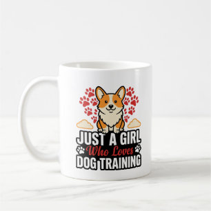 Dog Training Girl Corgi Vintage Vector Shirt Desig Coffee Mug