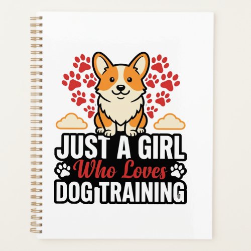 Dog Training Girl Corgi Vintage Vector Shirt Desig Planner