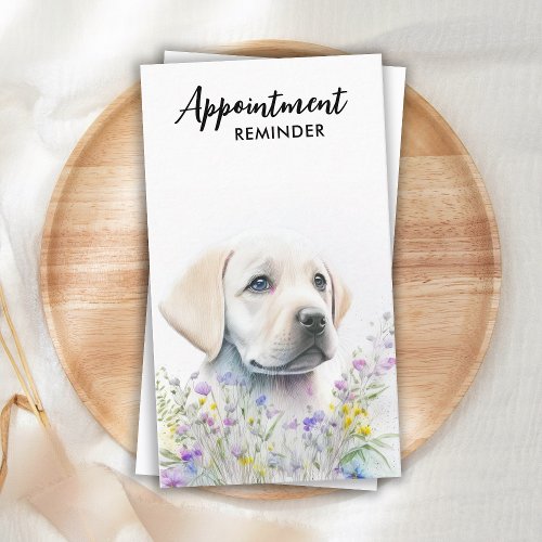 Dog Training Pet Sitter Floral Cute Puppy Labrador Appointment Card