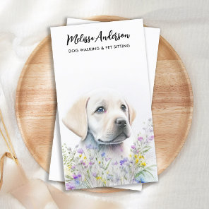 Dog Training Pet Sitter Floral Cute Puppy Labrador Business Card