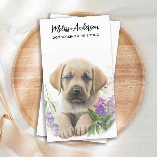 Dog Training Pet Sitter Watercolor Puppy Labrador  Business Card