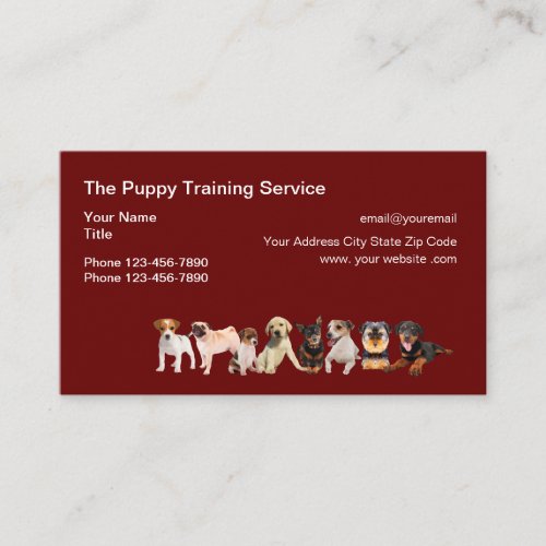 Dog Training Services Puppy Theme Business Card
