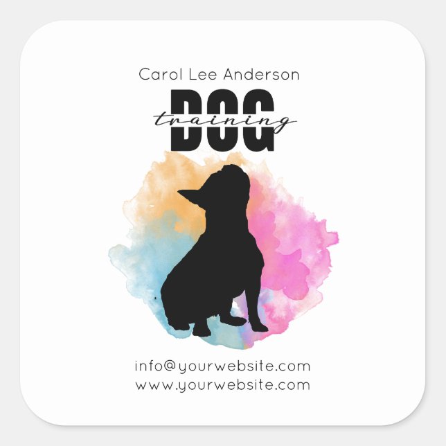 Dog training square sticker (Front)