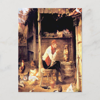 Dog Training Vintage Fine Art Painting Postcard