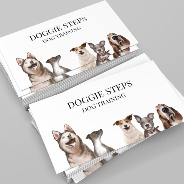 Dog Training Watercolor Pet Services Walker Business Card (Creator Uploaded)