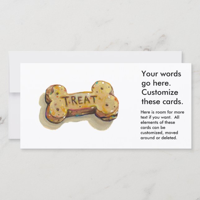 Dog treat cards for dogs parties businesses events (Front)