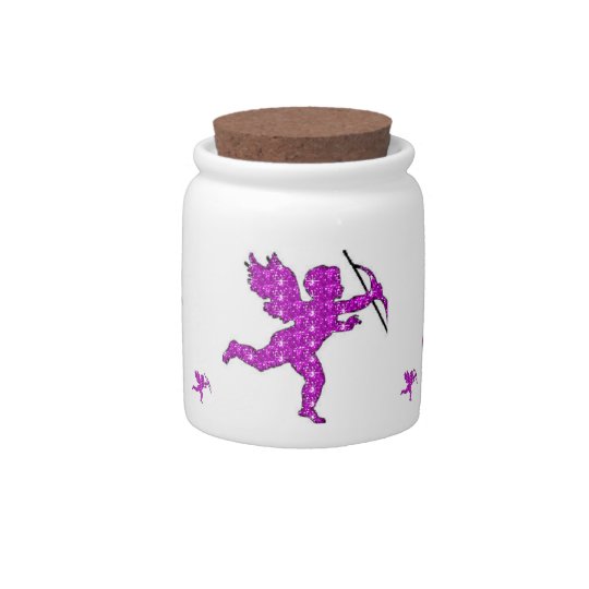 Dog Treat Jar Cupid Pink Glitter Candy Dishes