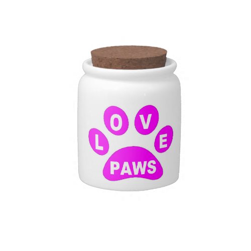 Dog Treat Jar Love Paws on Paws Pink