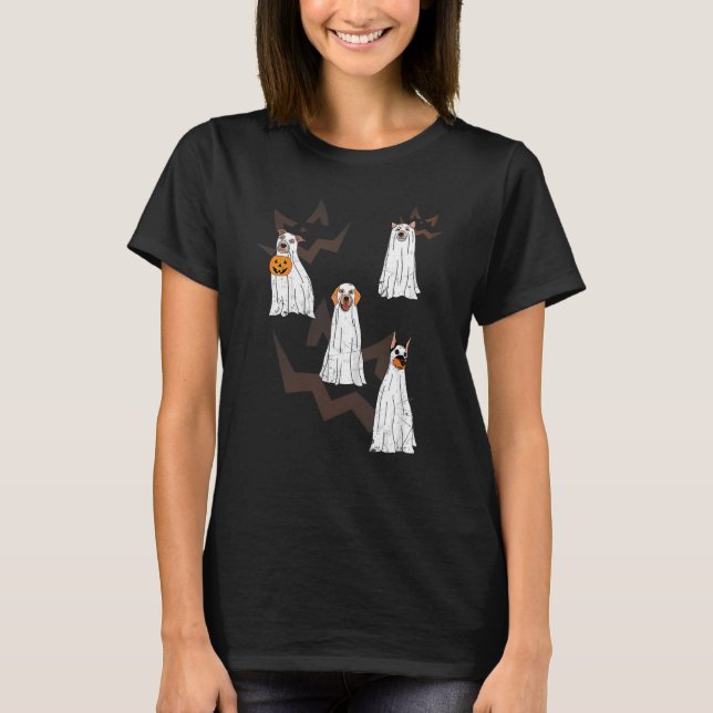 Dog Treat Or Treating Pajamas Jackolantern Ghost H T-Shirt (Front)