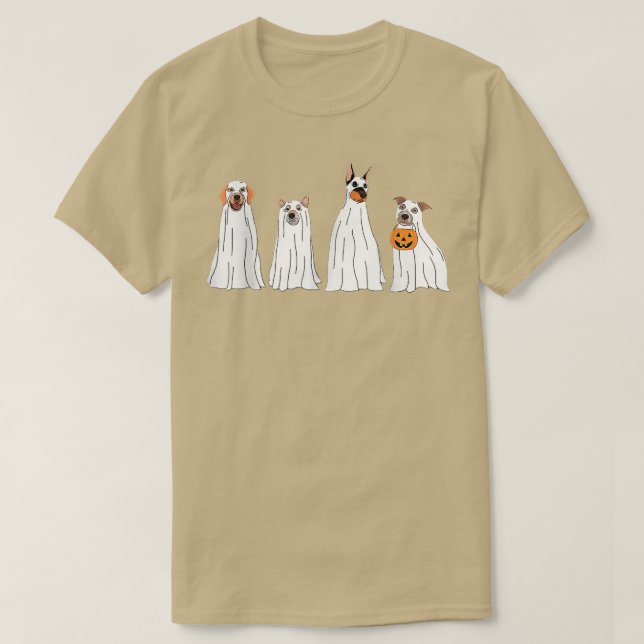 Dog Treat Or Treating Pajamas Jackolantern Ghost H T-Shirt (Design Front)