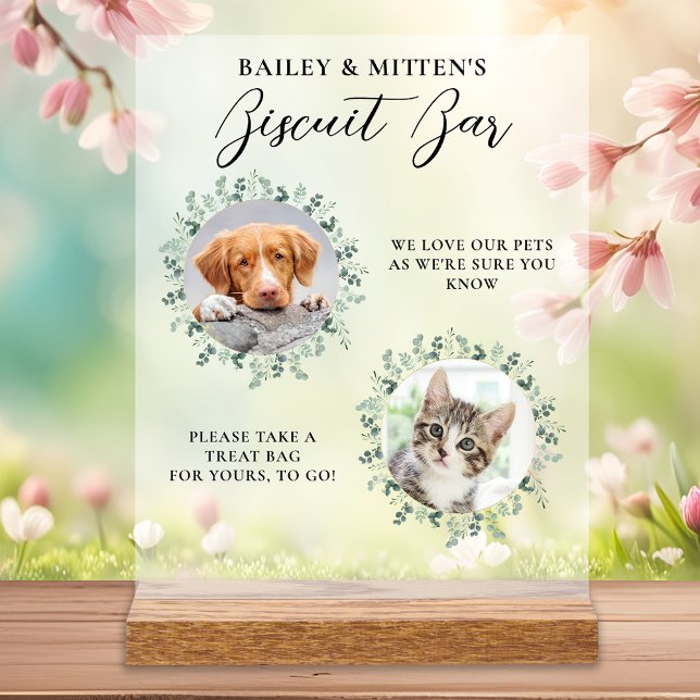 Dog Treat Wedding Favor Biscuit Bar Pet Photo Acrylic Sign (Creator Uploaded)