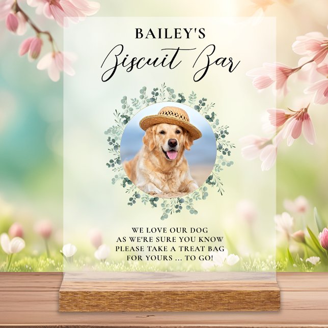 Dog Treat Wedding Favor Pet Photo Biscuit Bar Acrylic Sign (Creator Uploaded)
