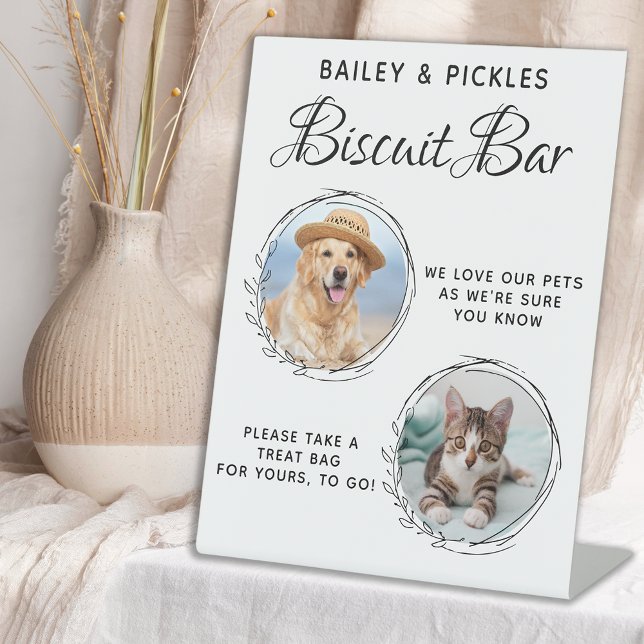 Dog Treat Wedding Favor Pet Photo Biscuit Bar Pedestal Sign (Creator Uploaded)