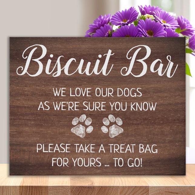 Dog Treat Wedding Favor Rustic Biscuit Bar Sign (Creator Uploaded)