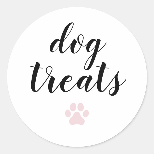Dog Treats Calligraphy Favor Classic Round Sticker (Front)