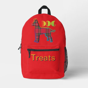 DOG Treats Dog Lover Pet Red Plaid Red   Printed Backpack