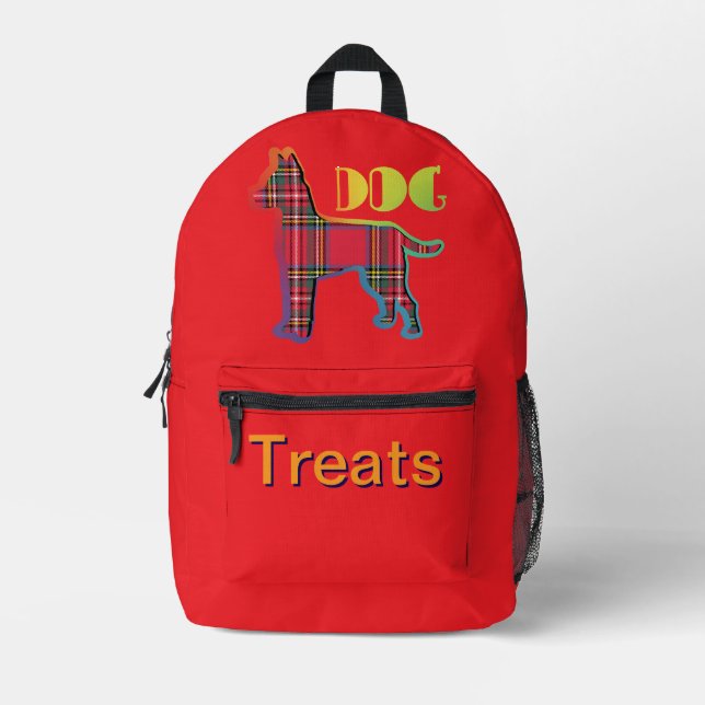 DOG Treats Dog Lover Pet Red Plaid Red   Printed Backpack (Front)