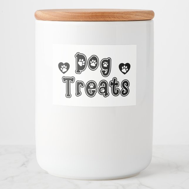 Dog Treats Paw Print Text Food Label (Front)