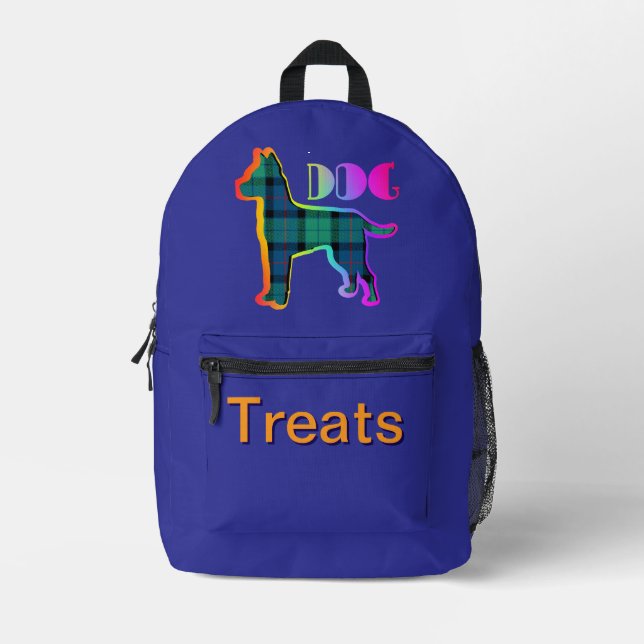 DOG Treats Pet Dog Green Plaid Blue   Printed Backpack (Front)