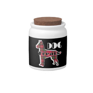 DOG TREATS Red Plaid Black Pet Dog Treat Jar