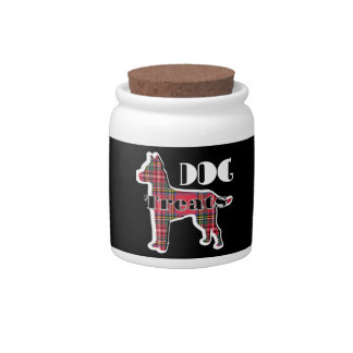 DOG TREATS Red Plaid Black Pet Dog Treat Jar 