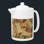Dog Treats Teapot<br><div class="desc">A cute design for all the dog lovers out there! Or dog biscuit lovers - hey,  I'm not one to judge! lol ;-) Simple design feature a photograph of dog treats! Original photograph by Sunny. Copyright 2013</div>