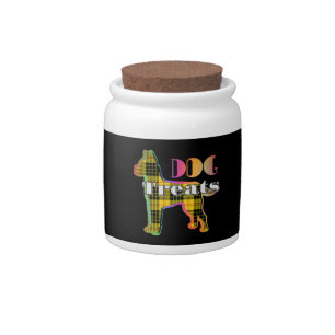 DOG TREATS Yellow Plaid Pet Dog Treat Jar