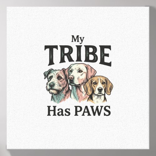 Dog Tribe Has Paws Vintage Engraving Design_1 Canvas Photo Tile