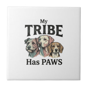 Dog Tribe Has Paws Vintage Engraving Design_1 Ceramic Tile
