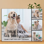 DOG True LOVE Personalized Dog Lover 4 Picture Plaque<br><div class="desc">True Love Has Four Paws ! Celebrate your best friend with a custom unique dog photo plaque and keepsake. Surprise your favorite dog lover, whether is a birthday, Mother's day, valentines day, or Christmas with this cute love photo dog plaque. This True Love with paw print design dog photo plaque...</div>