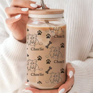 Dog tumbler with Name paws gifts for dog lovers Can Glass